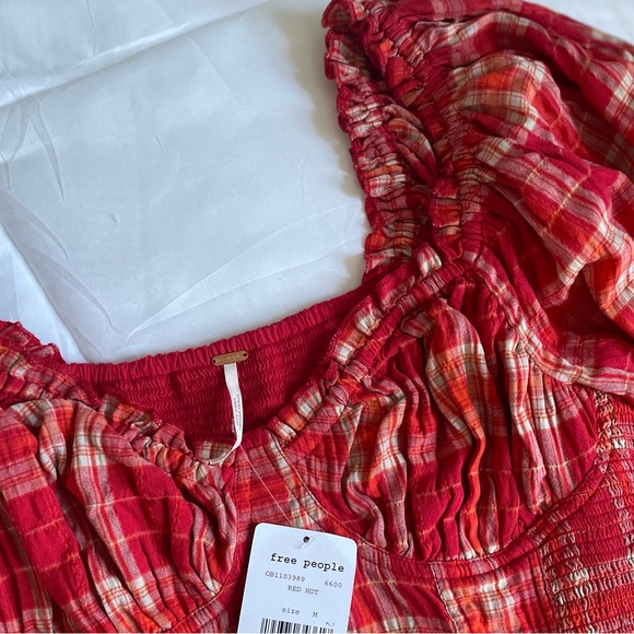 NWT Free People Cherry madras print top - Picture 7 of 8